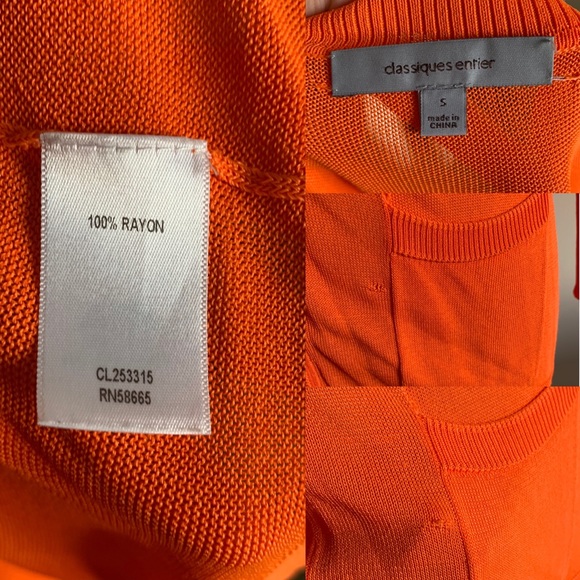 ▪️SOLD▪️Fitted neon orange 100% Rayon knit Cardigan Small - Picture 4 of 4